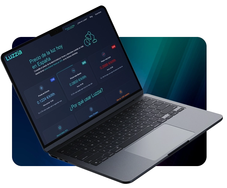 Dashboard de Luzzia en laptop mostrando métricas de rendimiento